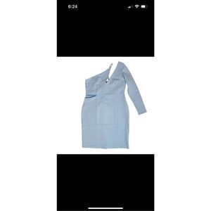 New CHLOE KRISTYN Tori One Shoulder Cut Out Bodycon Dress in Dusk Blue